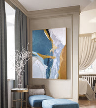 Load image into Gallery viewer, Blue Abstract Art Canvas Minimalist Abstract Painting Bp082