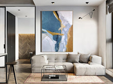 Load image into Gallery viewer, Blue Abstract Art Canvas Minimalist Abstract Painting Bp082