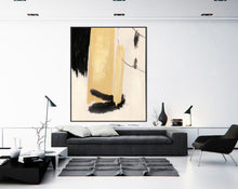 Load image into Gallery viewer, Black White Beige Modern Abstract Painting on Canvas Cp033