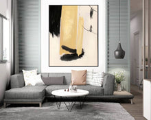 Load image into Gallery viewer, Black White Beige Modern Abstract Painting on Canvas Cp033