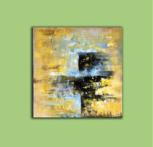 Load image into Gallery viewer, Yellow Blue Black Abstract Painting Oversized Wall Art Op091