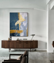 Load image into Gallery viewer, Grey And Blue Painting Large Abstract Art on Canvas Bp088