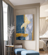 Load image into Gallery viewer, Grey And Blue Painting Large Abstract Art on Canvas Bp088