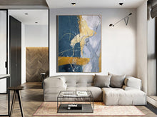 Load image into Gallery viewer, Grey And Blue Painting Large Abstract Art on Canvas Bp088