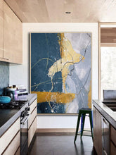 Load image into Gallery viewer, Grey And Blue Painting Large Abstract Art on Canvas Bp088
