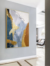 Load image into Gallery viewer, Glod And Gray Painting Xl Canvas Wall Art Original Abstract Painting
