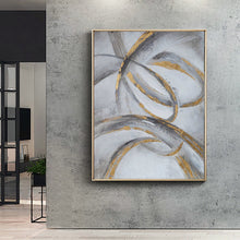 Load image into Gallery viewer, Black and Gold Wall Decor Grey Wall Painting Geometric Abstract Art Op068