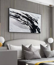 Load image into Gallery viewer, Black And White Canvas Art Abstract Minimalist Painting Op023