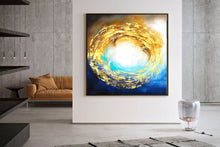 Load image into Gallery viewer, Gold Blue White Sea Abstract Painting Contemporary Art Kp072