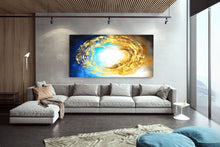 Load image into Gallery viewer, Gold Blue White Sea Abstract Painting Contemporary Art Kp072