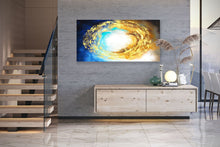 Load image into Gallery viewer, Gold Blue White Sea Abstract Painting Contemporary Art Kp072