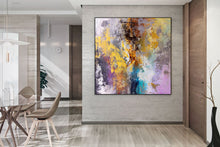Load image into Gallery viewer, Purple Abstract Painting Palette Knife Artwork Brown Gold Painting Fp073