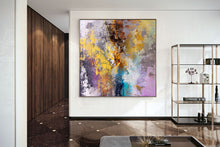 Load image into Gallery viewer, Purple Abstract Painting Palette Knife Artwork Brown Gold Painting Fp073