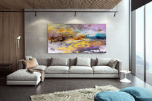 Load image into Gallery viewer, Purple Abstract Painting Palette Knife Artwork Brown Gold Painting Fp073