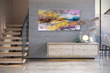 Load image into Gallery viewer, Purple Abstract Painting Palette Knife Artwork Brown Gold Painting Fp073