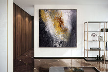 Load image into Gallery viewer, Black And White Palette Knife Painting Yellow Modern Wall Decor Fp070