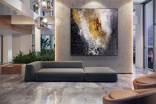 Load image into Gallery viewer, Black And White Palette Knife Painting Yellow Modern Wall Decor Fp070