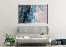 Load image into Gallery viewer, Blue Pink White Abstract Canvas Painting Original Xl Abstract Painting Qp019