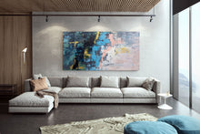 Load image into Gallery viewer, Blue Pink White Abstract Canvas Painting Original Xl Abstract Painting Qp019