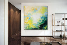 Load image into Gallery viewer, Green Yellow White Abstract Wall Art Bright Painting Art Qp018