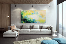 Load image into Gallery viewer, Green Yellow White Abstract Wall Art Bright Painting Art Qp018