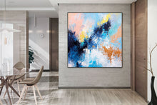 Load image into Gallery viewer, Blue Pink And White Abstract Painting Huge Art Qp020