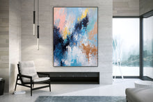 Load image into Gallery viewer, Blue Pink And White Abstract Painting Huge Art Qp020