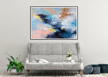 Load image into Gallery viewer, Blue Pink And White Abstract Painting Huge Art Qp020