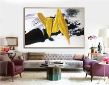 Load image into Gallery viewer, Black And White Gold Oversized Abstract Painting Original Art Cp031