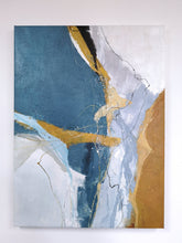 Load image into Gallery viewer, 40x60 Canvas Art Gold Blue Abstract Painting Big Bp098