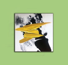 Load image into Gallery viewer, Black White Gold Abstract Painting Office Wall Art Cp030