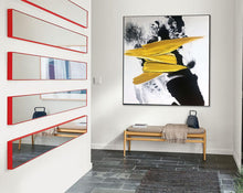 Load image into Gallery viewer, Black White Gold Abstract Painting Office Wall Art Cp030
