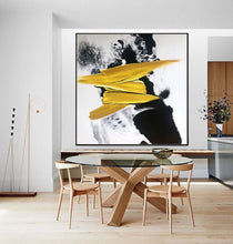 Load image into Gallery viewer, Black White Gold Abstract Painting Office Wall Art Cp030