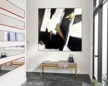 Load image into Gallery viewer, Geometric Abstract Painting On Canvas Gold Leaf Wall Decor Kp031