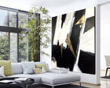 Load image into Gallery viewer, Geometric Abstract Painting On Canvas Gold Leaf Wall Decor Kp031