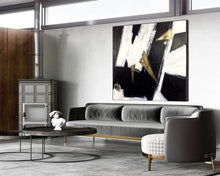 Load image into Gallery viewer, Geometric Abstract Painting On Canvas Gold Leaf Wall Decor Kp031