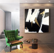 Load image into Gallery viewer, Geometric Abstract Painting On Canvas Gold Leaf Wall Decor Kp031
