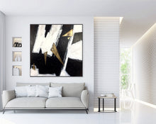 Load image into Gallery viewer, Geometric Abstract Painting On Canvas Gold Leaf Wall Decor Kp031