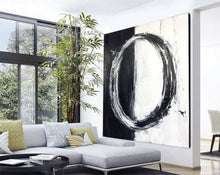 Load image into Gallery viewer, Circle Black White Abstract Artworks on Canvas Living Room Decor Kp044
