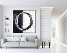 Load image into Gallery viewer, Circle Black White Abstract Artworks on Canvas Living Room Decor Kp044