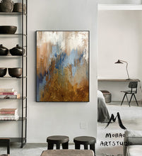 Load image into Gallery viewer, Large Blue Painting Gold Abstract Art Oversized Artwork for Living Room NP050