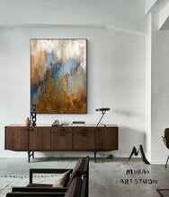 Load image into Gallery viewer, Large Blue Painting Gold Abstract Art Oversized Artwork for Living Room NP050