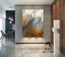 Load image into Gallery viewer, Large Blue Painting Gold Abstract Art Oversized Artwork for Living Room NP050