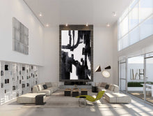 Load image into Gallery viewer, Oversized Black and White Art Textured Painting Oil Painting on Canvas Bp058