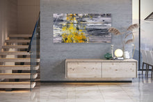 Load image into Gallery viewer, Black And White Abstract Painting Yellow Knife Painting Fp086