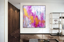 Load image into Gallery viewer, Pink Gold White Abstract Painting Original Large Interior Decor Qp014