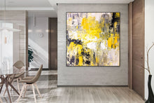 Load image into Gallery viewer, Yellow Abstract Painting on Canvas Big Painting for Living Room Qp029