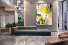 Load image into Gallery viewer, Yellow Abstract Painting on Canvas Big Painting for Living Room Qp029