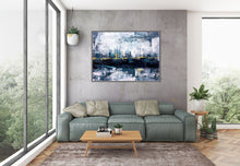 Load image into Gallery viewer, Deep Green Gray Gold Abstract Canvas Painting Fp054