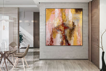 Load image into Gallery viewer, Brown Pink Gold Abstract Original Painting Red Artwork Contemporary Qp023